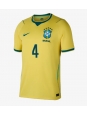 Moške Nogometnih dresov Brazilija Marquinhos #4 Domači SP 2026 Kratki rokavi Moške Nogometnih dresov Brazilija Marquinhos #4 Domači SP 2026 Kratki rokavi